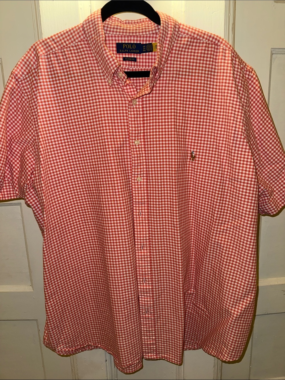 Polo by Ralph Lauren Orange and White Gingham Button-Down Shirt